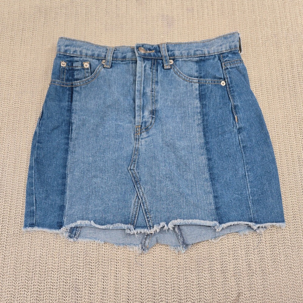 Forever 21 Mini Skirt Womens Small 28 Waist Blue Denim 90's Retro